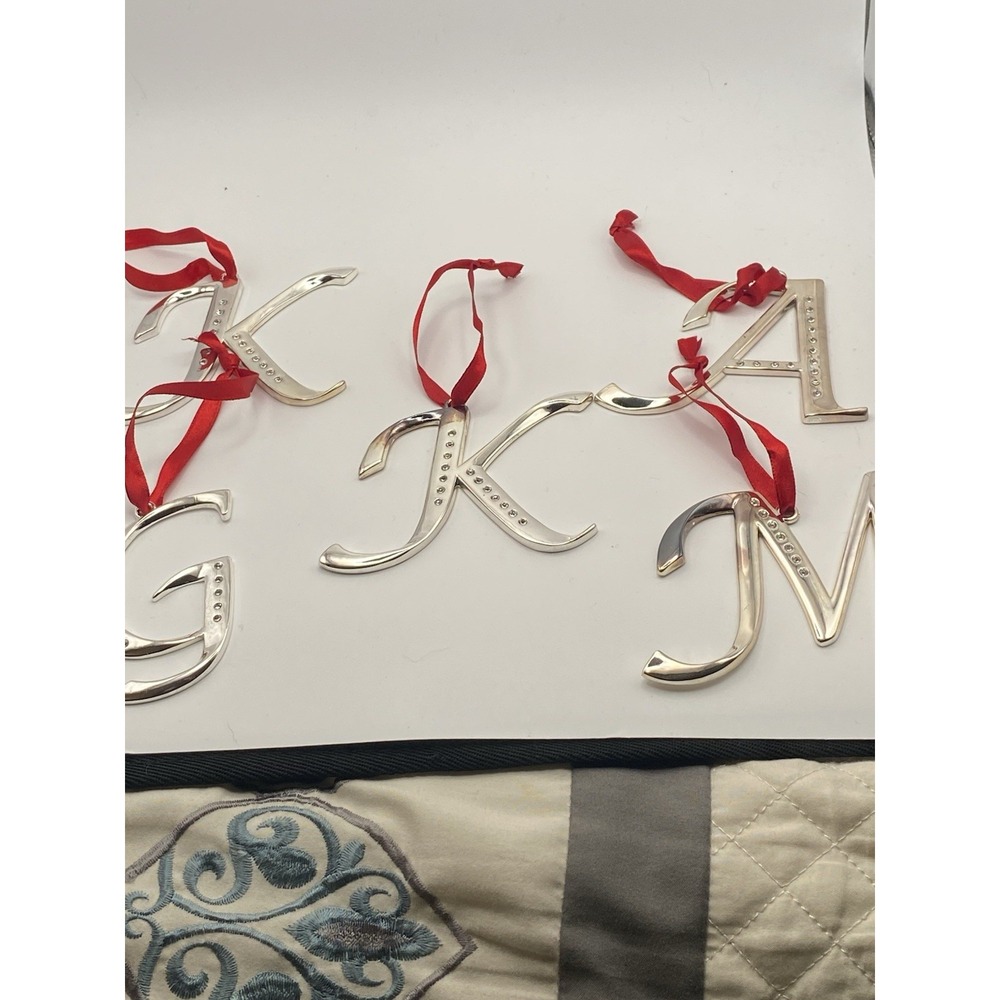 Harvey Lewis Silver Toned Cursive Monogram Ornament With Crystal Accent-Lot